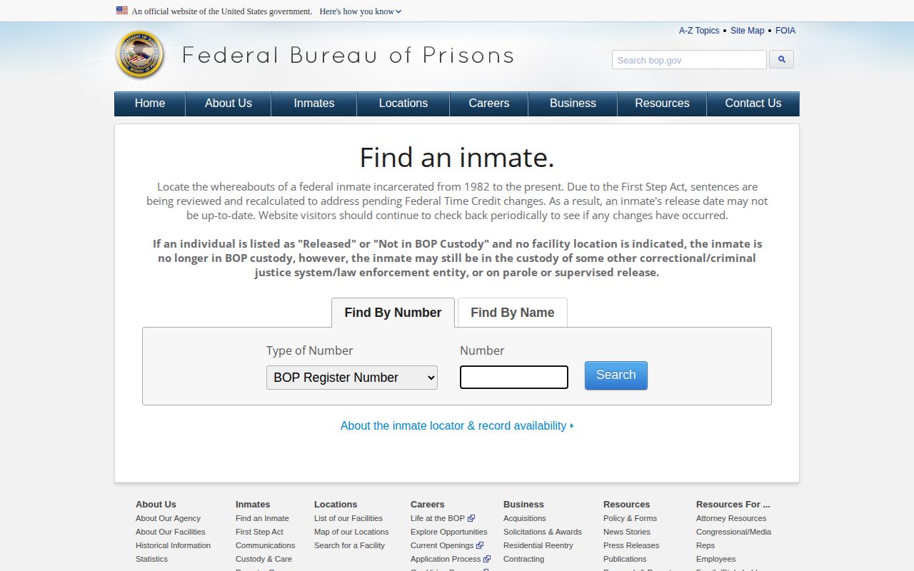 Federal Bureau of Prisons locator used to separate federal and Spalding County custody records